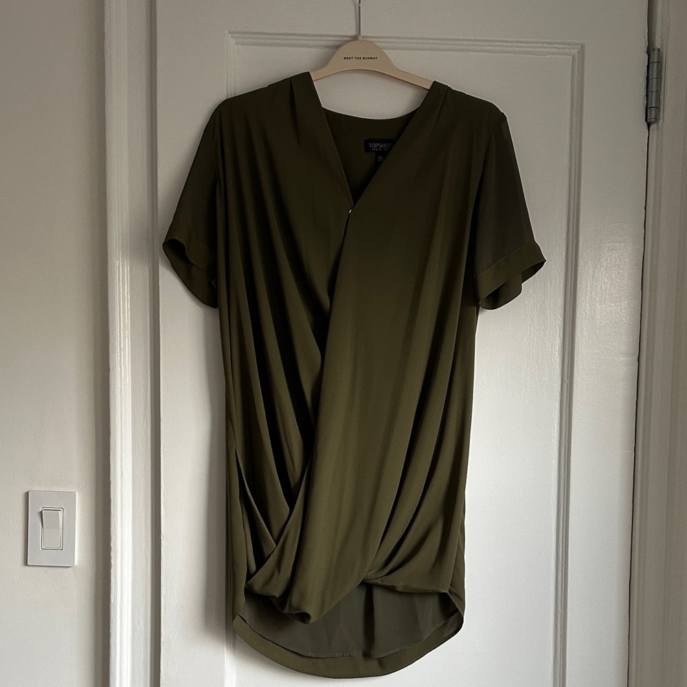 Topshop Olive Green Drape Dress